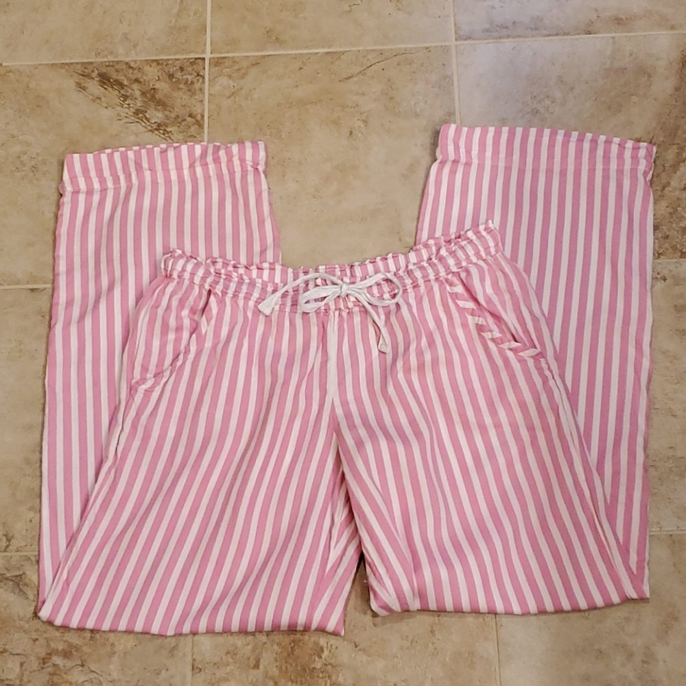 Victoria's Secret pink and white striped pj pants
